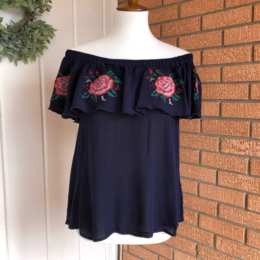 SOLD Umgee Embroidered Off the Shoulder Top - Picture 1 of 7